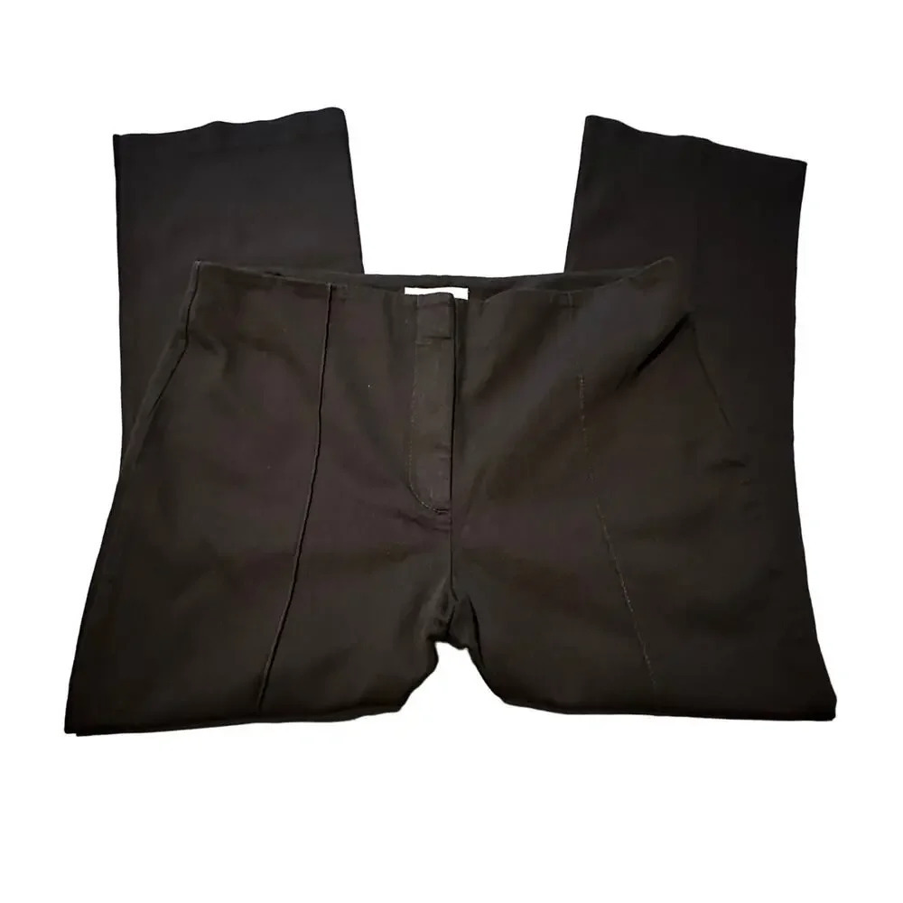 LOFT Dress Pants 14 Black Front Seam Straight Leg Cotton Blend NWT